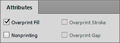 Screenshot af Attributter i InDesign med afkrydsning ved Overprint Fill